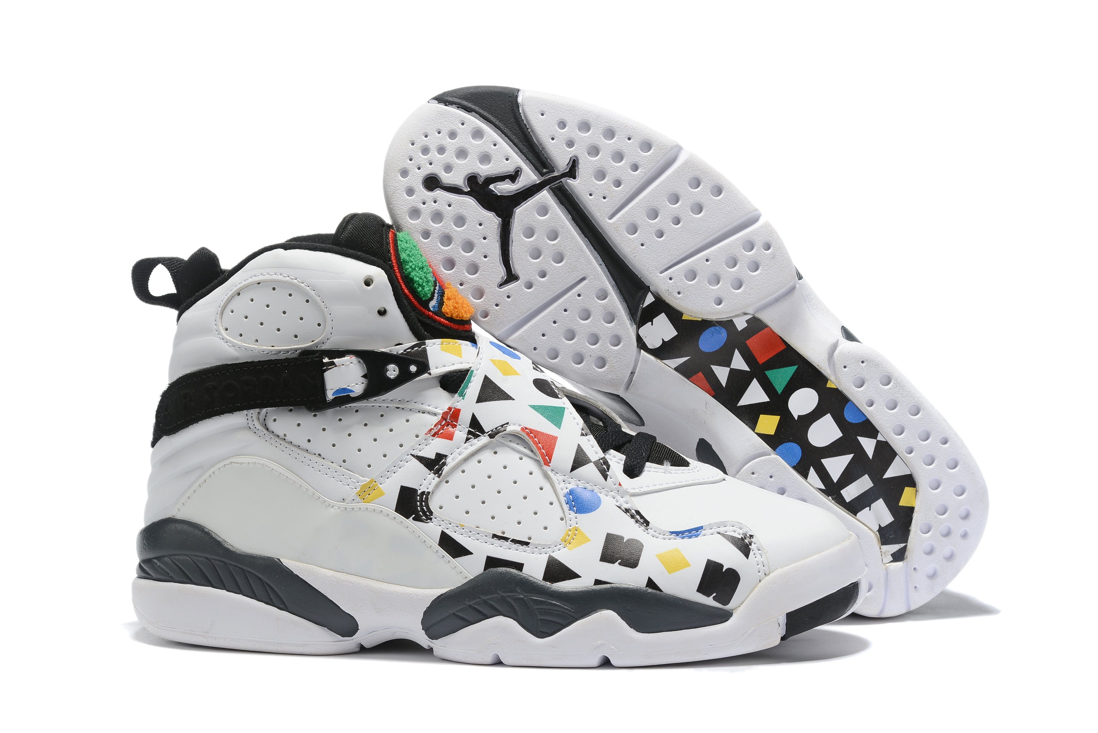 2019 Air Jordan 8 White Colorful Black Shoes 2019 Air Jordan 8 White Colorful Black Shoes